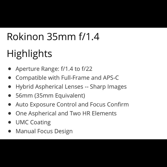 Rokinon for canon 35mm manual lens - Picture 5 of 16